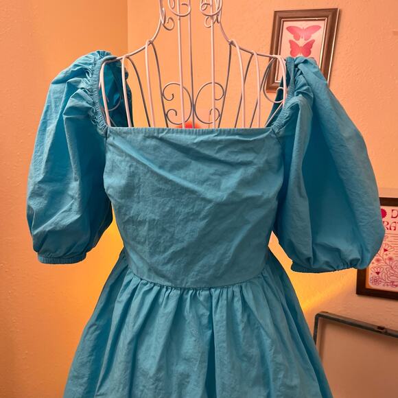 A new day size small blue sundress summer dress puffy sleeves - Picture 6 of 7